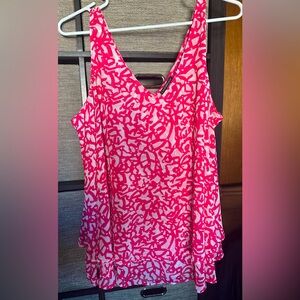 Lane Bryant hot pink, double-layer, ruffle, chiffon tank. Size 18. NWOT.